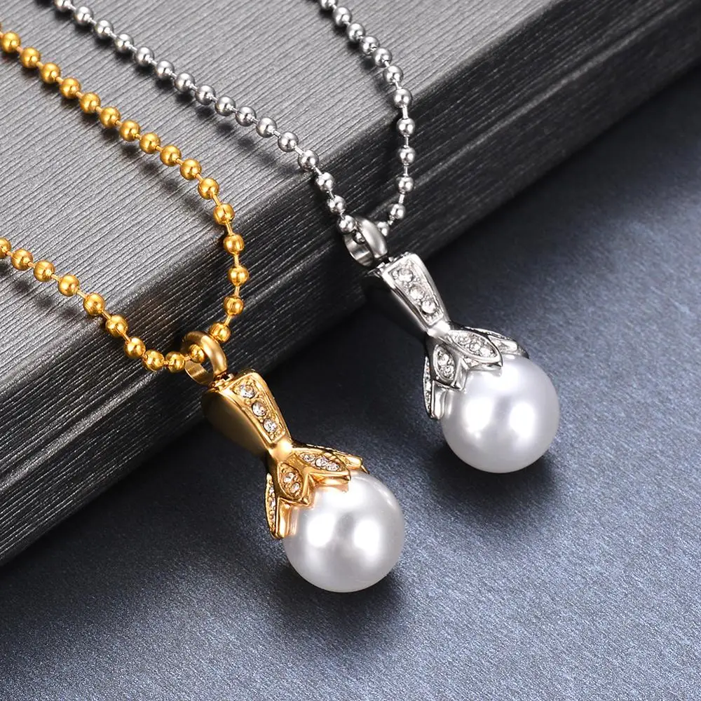 Jewelry necklace stainless steel pearl charm