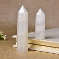 1pc Natural Crystal Point Afghan White Jade Healing Obelisk Quartz Wand Ornament for Home Decor Reiki Energy Stone Pyramid gift 1