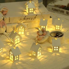 Светодиодный гирлянда деревянный дом Рождественский струнный светильник 2 м 10 светодиодный s декор комнаты струнная лампа Свадебная вечеринка праздник Сказочный светильник s Новинка лампа