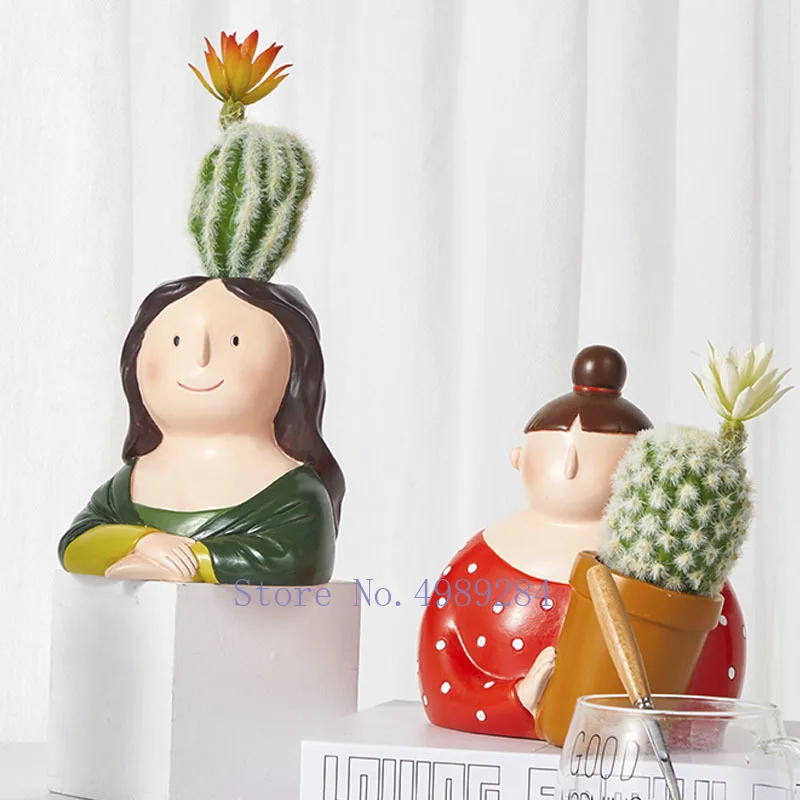

Nordic Creative Resin vase Cartoon character flower pot Flower vase Flower arrangement Decorative ornaments modern Home