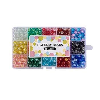 

8mm -Up Glass Beads 15 Colors Boxed Diy Color Paint Crack Glass Bead Jewelry Accessories 450 Pcs
