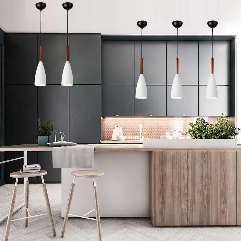 Modern Wood Pendant Lights Drop Aluminum Nordic White Pendant Lamps Hanging Decorative Light For Home Lighting DiningRestaurant (5)
