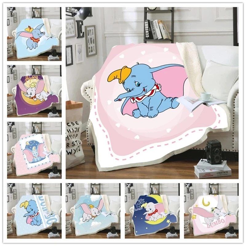 Disney мультфильм розовый синий Дамбо кашемировое одеяло покрывало фланель шерпа