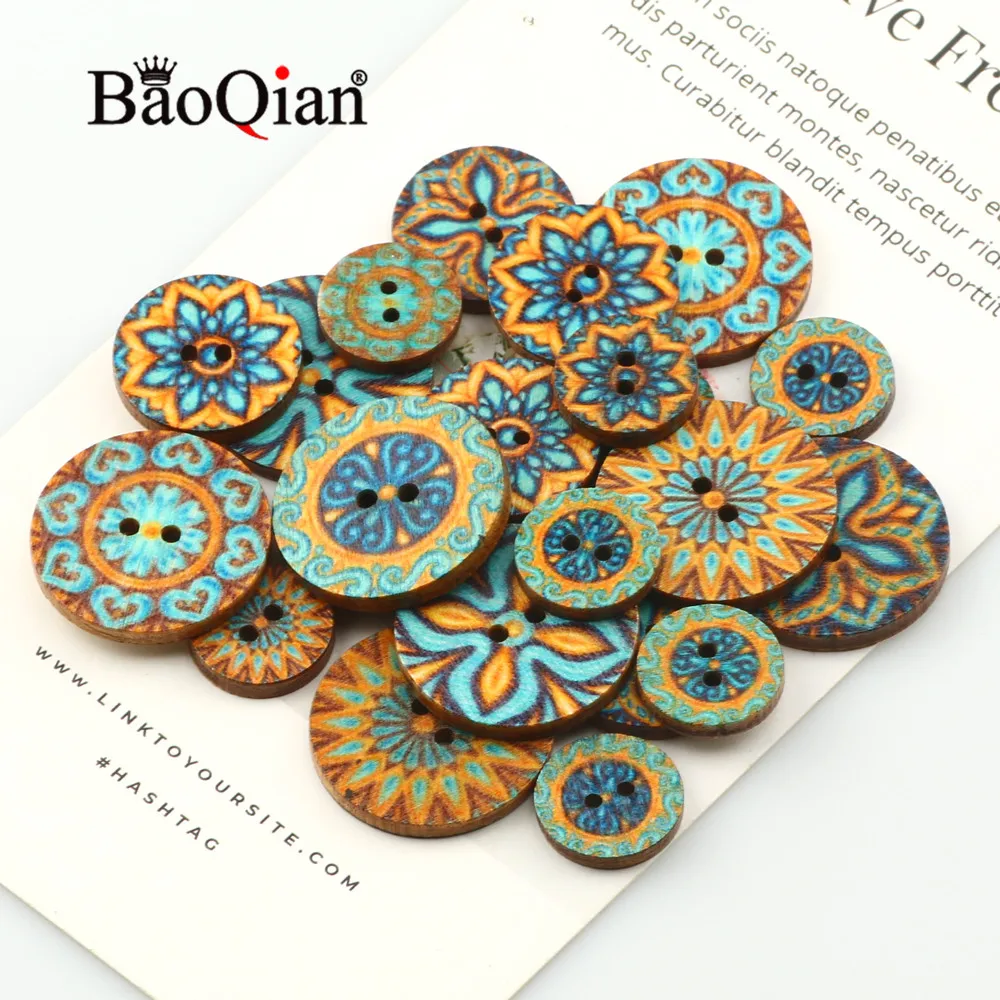 Description Picture 2 of item50pcs 15/20/25mm Natural Wooden Round Painted Sewing Button For Clothing Decoration Scrapbook Diy Home Sewing Accessories