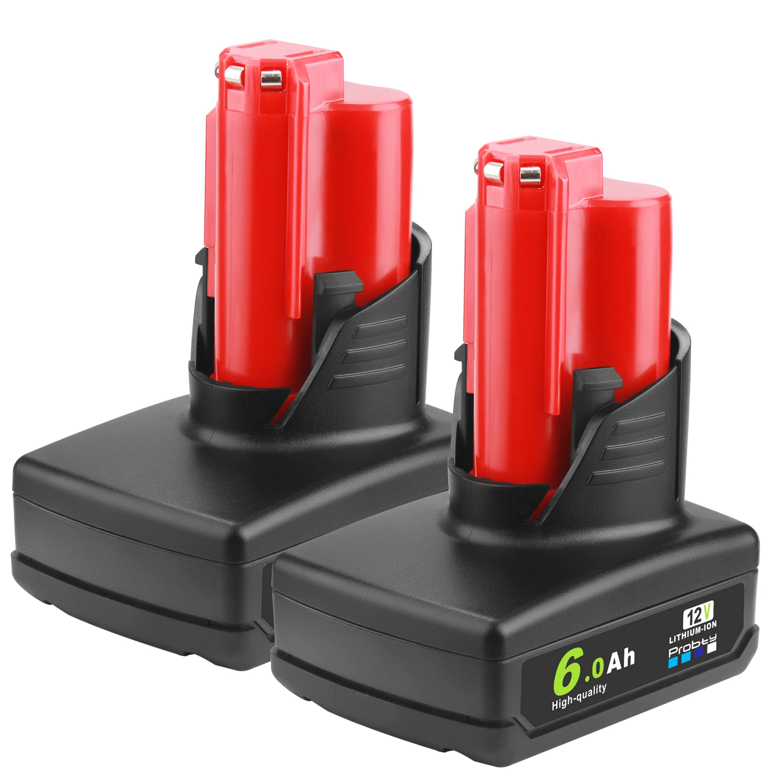 de 2 baterías de repuesto para Taladro Inalámbrico Milwaukee, 12V, 6000mAh, Li Ion, M12, 48 11 2401, 48 11 2402|Baterías recargables| -