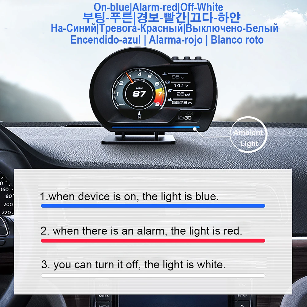 Vī V60 ֽ   ÷ ڵ ÷, OBD2 + GPS Ʈ ī HUD ,   Ÿ,  溸,    µ RPM
