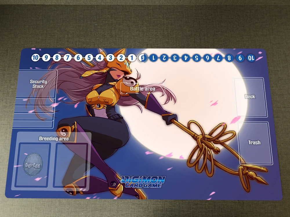 

Anime Digimon Sakuyamon Playmat DTCG CCG Mat Trading Card Game Mat & Zones & Free Bag Anti-slip Rubber Desk Pad Mousepad 60x35cm