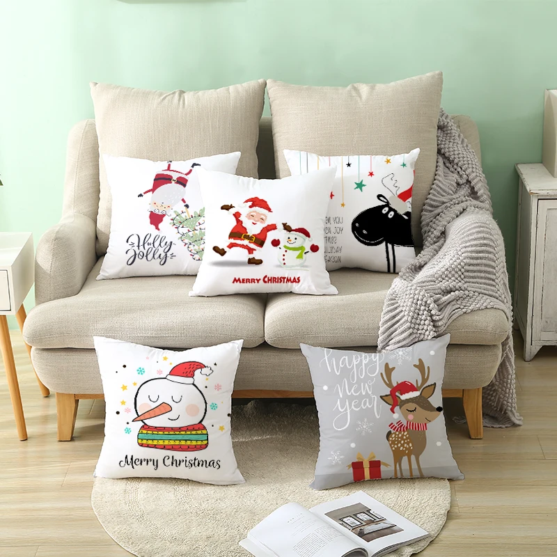 FRIGG Christmas Cushion Covers Christmas Pillowcase Merry Christmas Decor for Home Navidad Noel Happy New Year