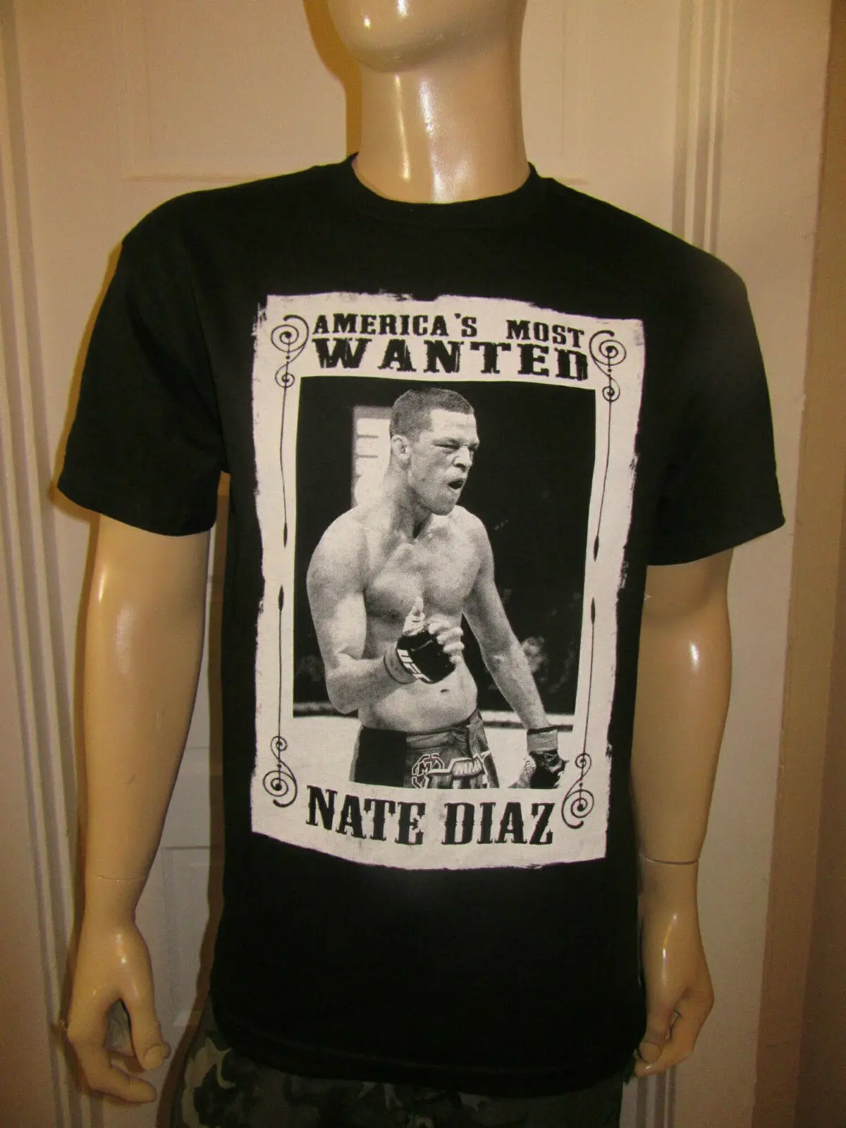 

Nate Diaz America's Most Wanted Black T-Shirt Tee - T SHIRT Its On Kick Box