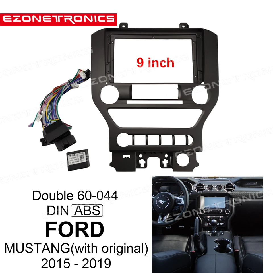 1/2Din Car DVD Frame Audio Fitting Adaptor Dash Trim Kits Facia Panel 9inch For FORD MUSTANG 2015-2019Double Din Radio Player | Автомобили