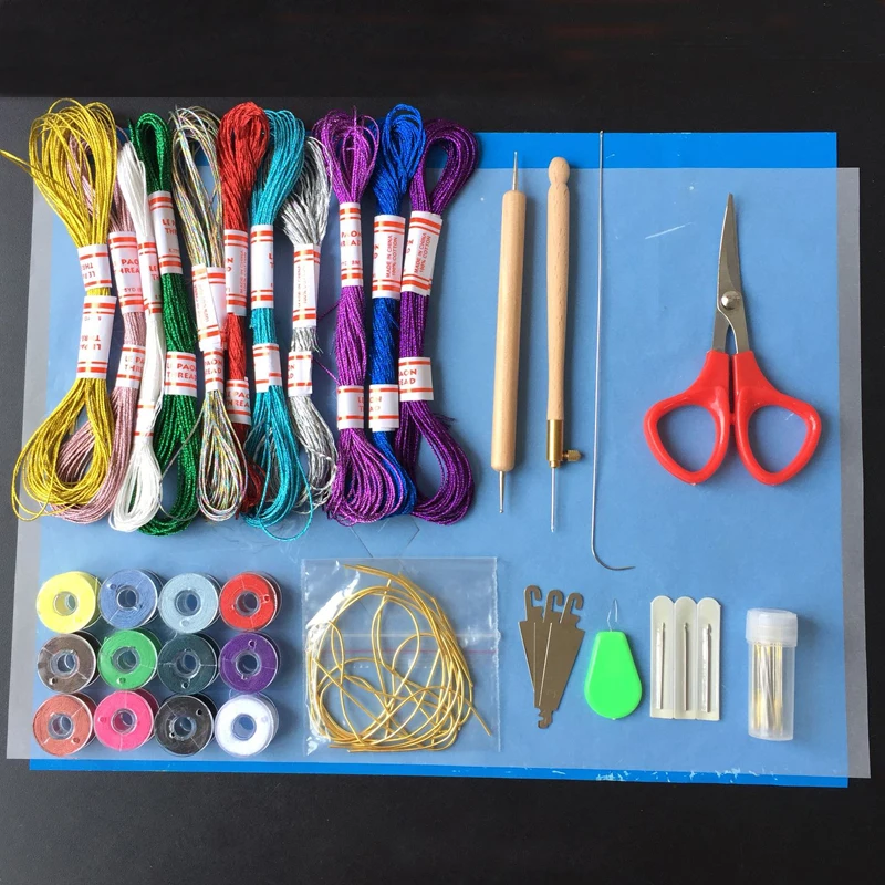 

47 pcs Embroidery Cross Stitch Couture Beading Tools Kit Silk Thread Crochet Hook French Embroidered Sewing Craft Set