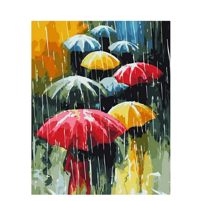 Multiplayer Umbrella Paint By Numbers Coloring Hand Painted Wall Art Kits Drawing Canvas DIY Oil Painting Pictures | Дом и сад