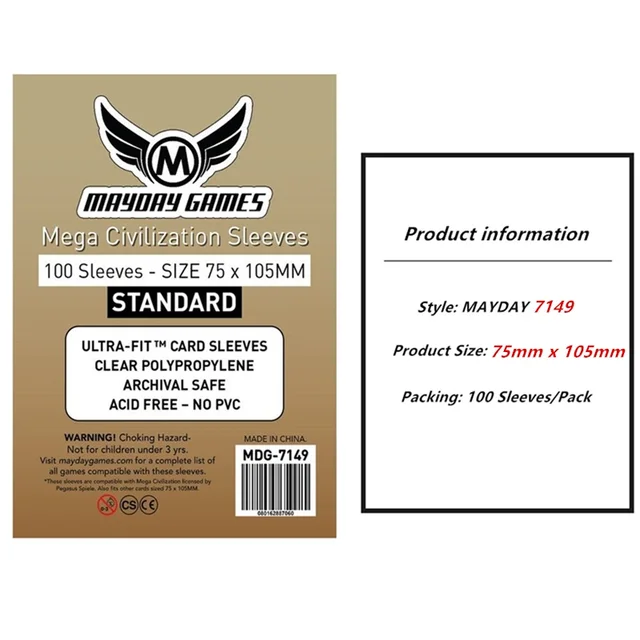 100 Sleeves Board Games MAYDAY Card Game Sleeve Protector protective clear cards sleeves 7149 x 100