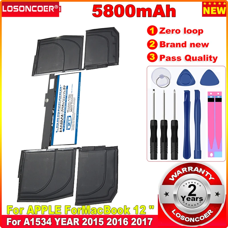 LOSONCOER 5800mAh лаптоп с Батарея для APPLE MacBook 12 &quotRetina A1534 год 2015 2016 2017 MF855 MJY32 MK4M2