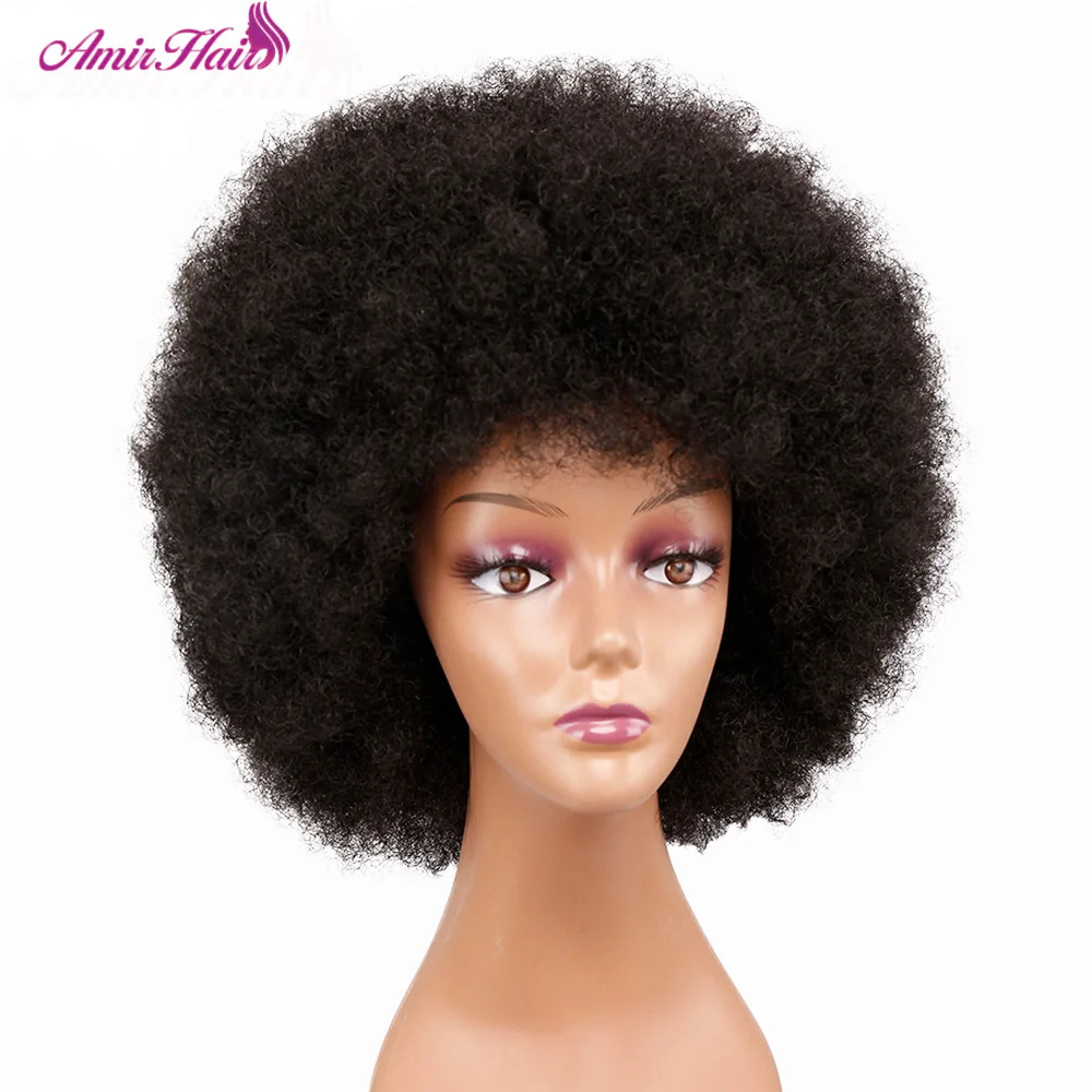 Closeout Afro Wig Bangs Fluffy-Hair Short Synthetic-Hair Kinky Curly Party-Dance Black Women  zOK95JElz