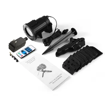 

LED Landscape Projector Lights RF RC Spotlight Rotating Projection Light with 15 pcs Pattern Lens for Christmas Party Decor