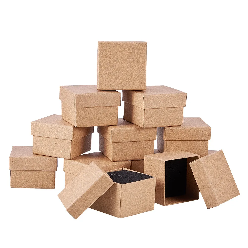 24Pcs Cardboard Jewelry Boxes Rectangle Square Gift Box with Sponge Inside for Packaging Ring Necklace 