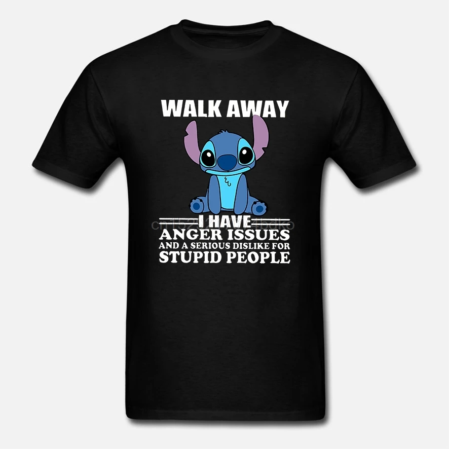 Мужская футболка Walk Off I Have Anger Issues And A relike For Stupid People Stitch s wo футболки | одежда