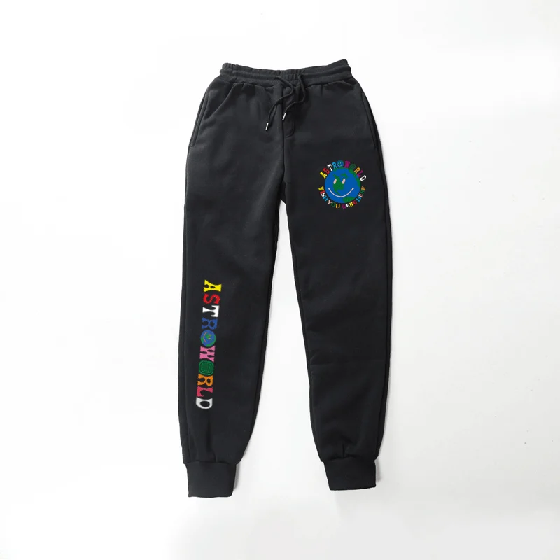Качественные флисовые брюки Трэвиса Скотта астромира с буквенным принтом для женщин и мужчин, штаны для бега в стиле хип-хоп, уличная одежда, мужские спортивные штаны - Цвет: Black-4