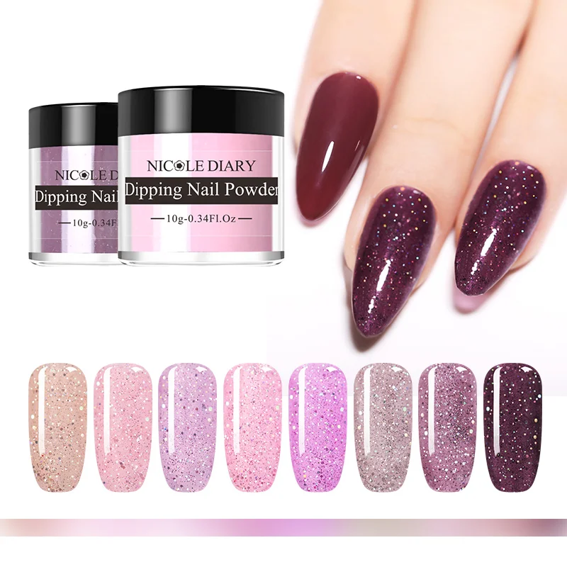 

NICOLE DIARY 10g Sequins Dipping Nail Powder Sparkling Colorful Nail Art Decoration No UV Lamp Cure DIY Design Nail Art Tools