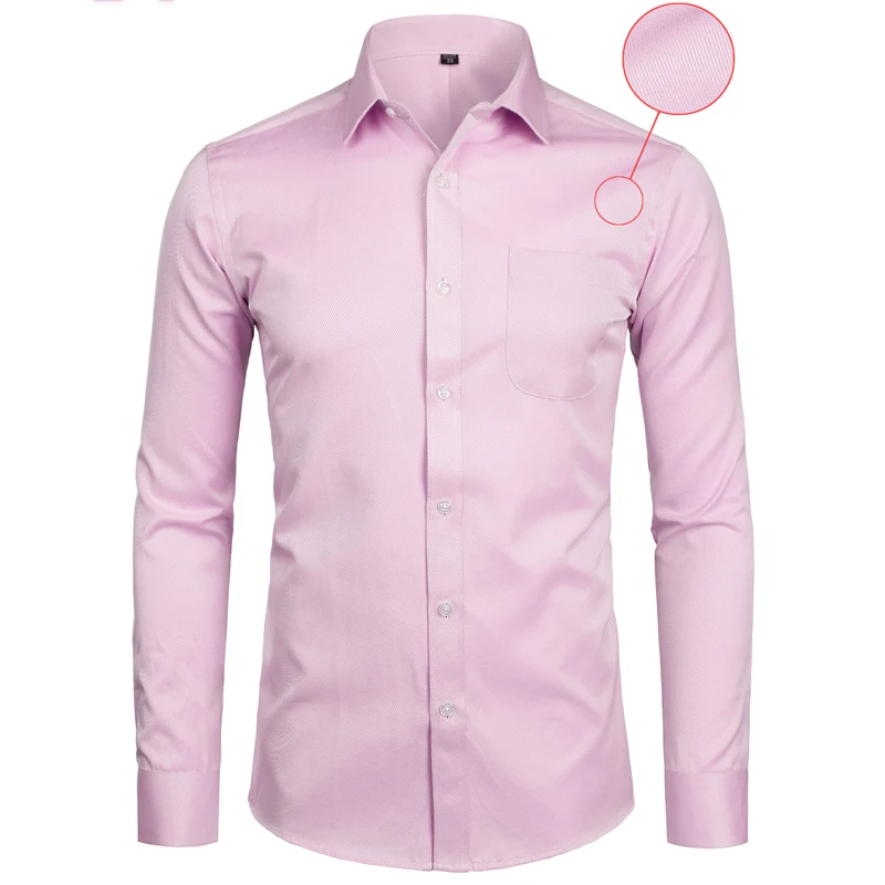 White Business Dress Shirt Men Fashion Slim Fit Long Sleeve Soild Casual Shirts Mens Working Office Wear Shirt With Pocket S-8XL pink short sleeve shirt Shirts