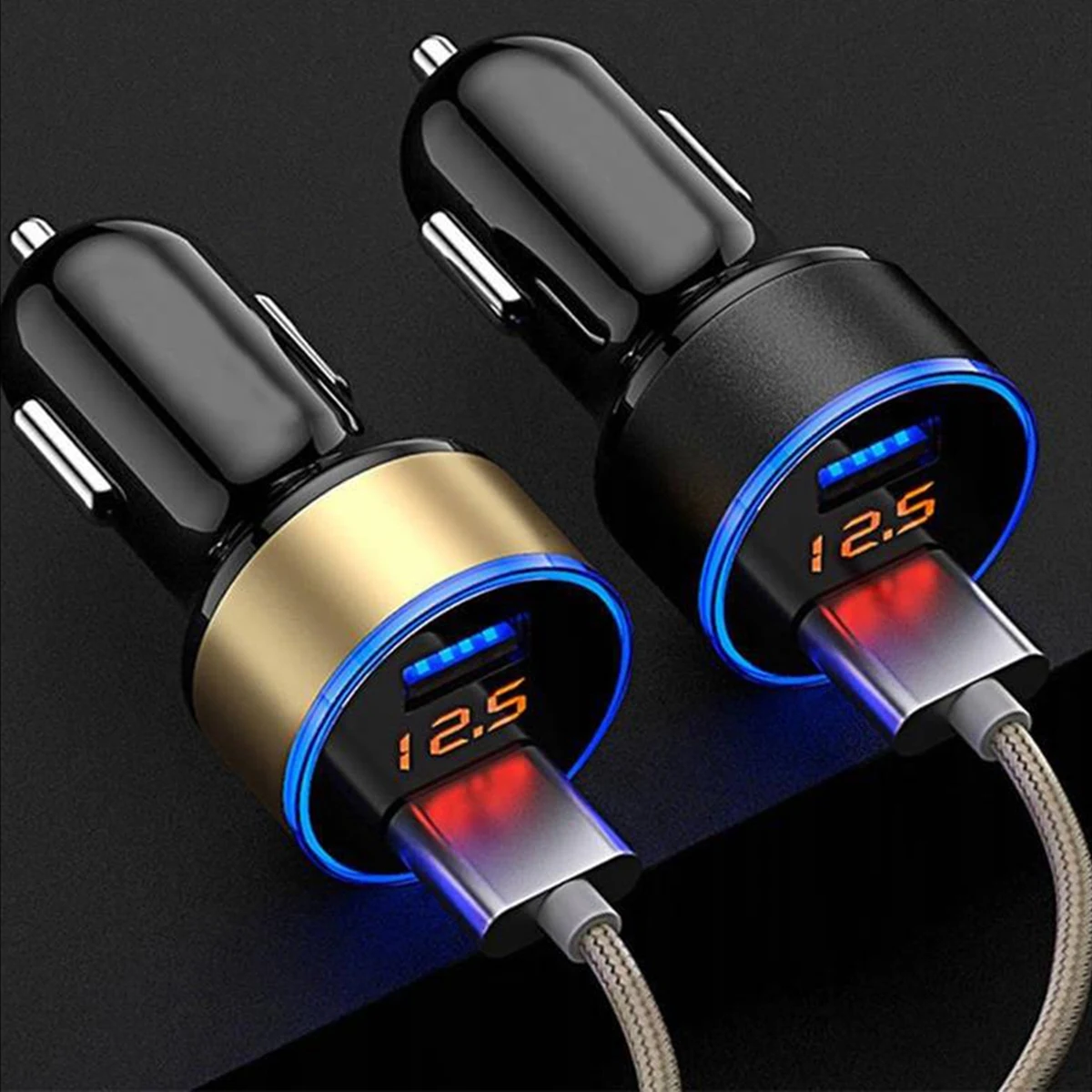 Автомобильное зарядное устройство с двумя USB портами и цифровым дисплеем 3 1 А| |