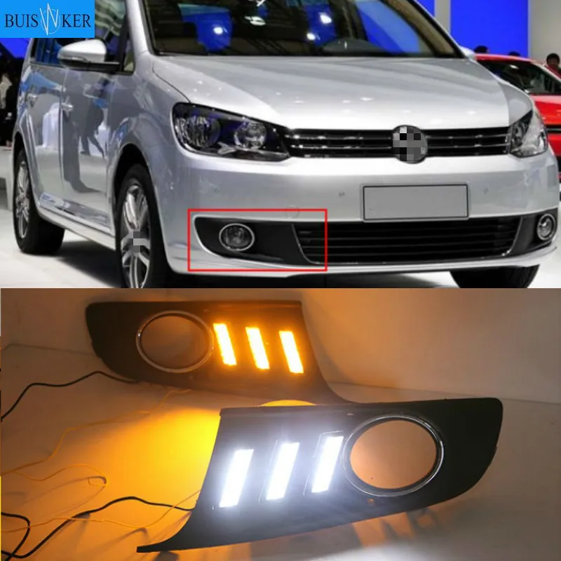 

Для Volkswagen vw Touran 2011-2015 с динамическим движущимся желтым сигналом поворота и синим ночным свесветильник светодиодный ные дневные ходовые огни