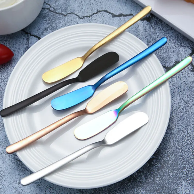 1pc Stainless Steel Butter Knife Cheese Dessert Jam Cream Spreaders Colorful Rose Gold Knifes Western Cutlery Breakfast Tool