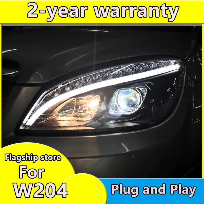 Car Styling Head Lamp for Benz W204 Headlights 2007-2010 C300 C260 C200 LED Headlight LED DRL Hid Bi Xenon Auto Accessories