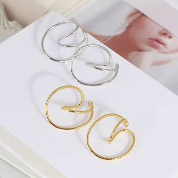 

European and American Normcore Style Three-dimensional Line Winding Horseshoe Spiral Ear Clip Pierceless Earrings