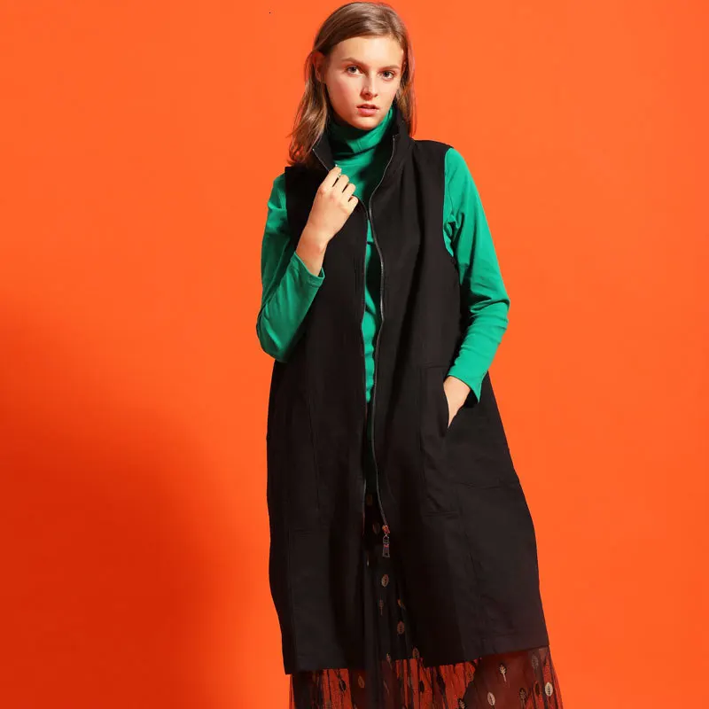

[LANMREM] 2019 Autumn And Winter New Products Fashion Sleeveless Long Section Plus Fertilizer To Increase Vest Women PA281