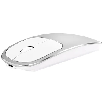 

Metal Bluetooth and 2.4G Wireless Mouse Alloy Ultra-Thin Recharge Portable Ergonomic Mice for Mac Pc Laptop Silver