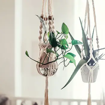 

Vintage Macrame Plants Hanger Hook Flower Pot Holder Legs String Hanging Rope Wall Art Home Garden Balcony Decoration