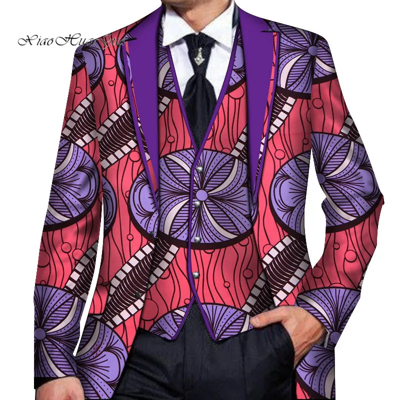 Мужской Блейзер на заказ с Африканским принтом, одежда в африканском стиле, Мужская одежда, Свадебный костюм Блейзер Куртка, топы, пальто, мужские костюмы, куртка WYN766 - Цвет: 1
