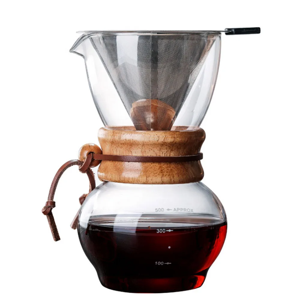 

Ecocoffee 480ml Heatproof Glass Pot Percolator V60 Barista Hand Drip Pour Over Kettle