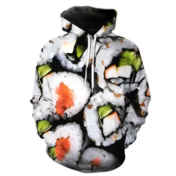 

2020 Fashion Mens Sweatshirt Japanese Sushi Food Print Hoodies Casual Tracksuits Hoody Tops With Pockets