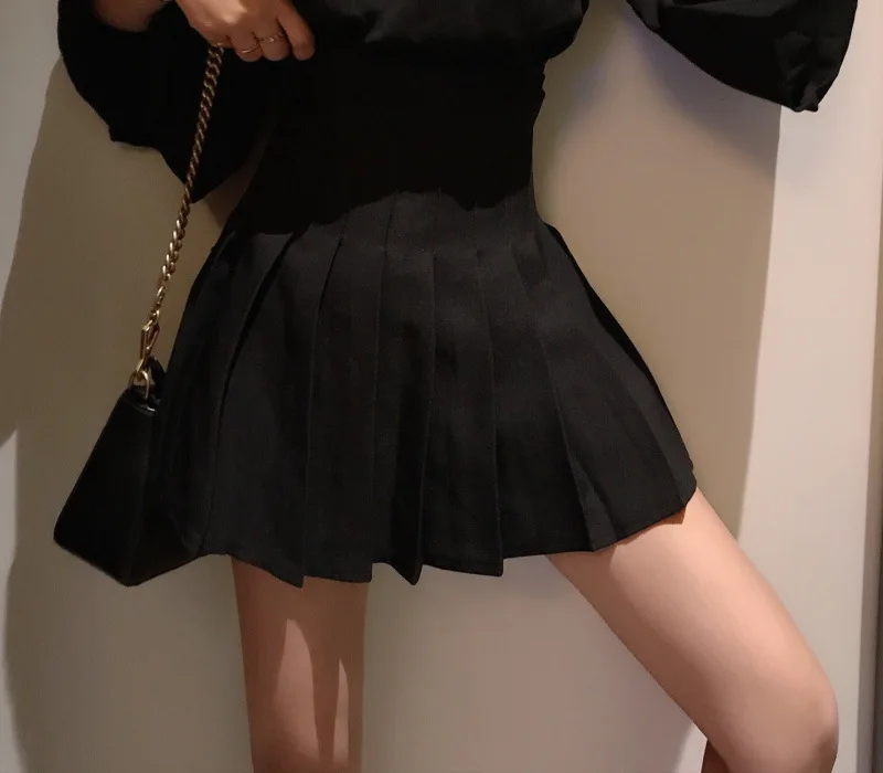

Photo Shoot 2019 WOMEN'S Dress Summer Korean-style Sweet GIRL'S Slimming High-waisted Have Safety Shorts Pleated Skirt Short Ski