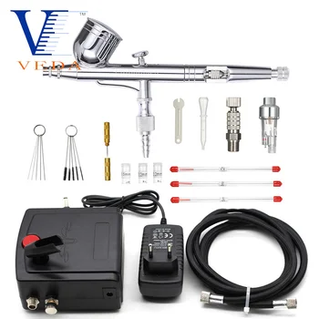 

Portable Mini Air Compressor with Gravity Dual-Action Airbrush Kits 0.3mm Nozzle Spray Gun for Makeup Tattoo Body Art Painting