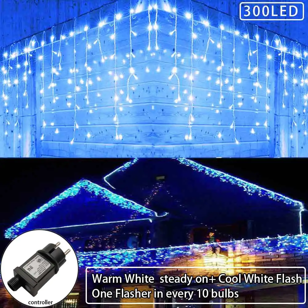 YASENN 6 м 300LED Сказочный светильник s занавеска Мерцающая сосулька струнный на