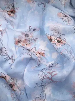 

Natural Ramie fabric digital printing tissu High-end clothing Cheongsam dress patchwork