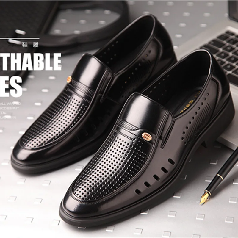 

Summer New Style Men Business Formal Wear Leather Shoes Men's Hollow out Foot Covering Porous Shoes Breathable Shoe MEN'S SHOES