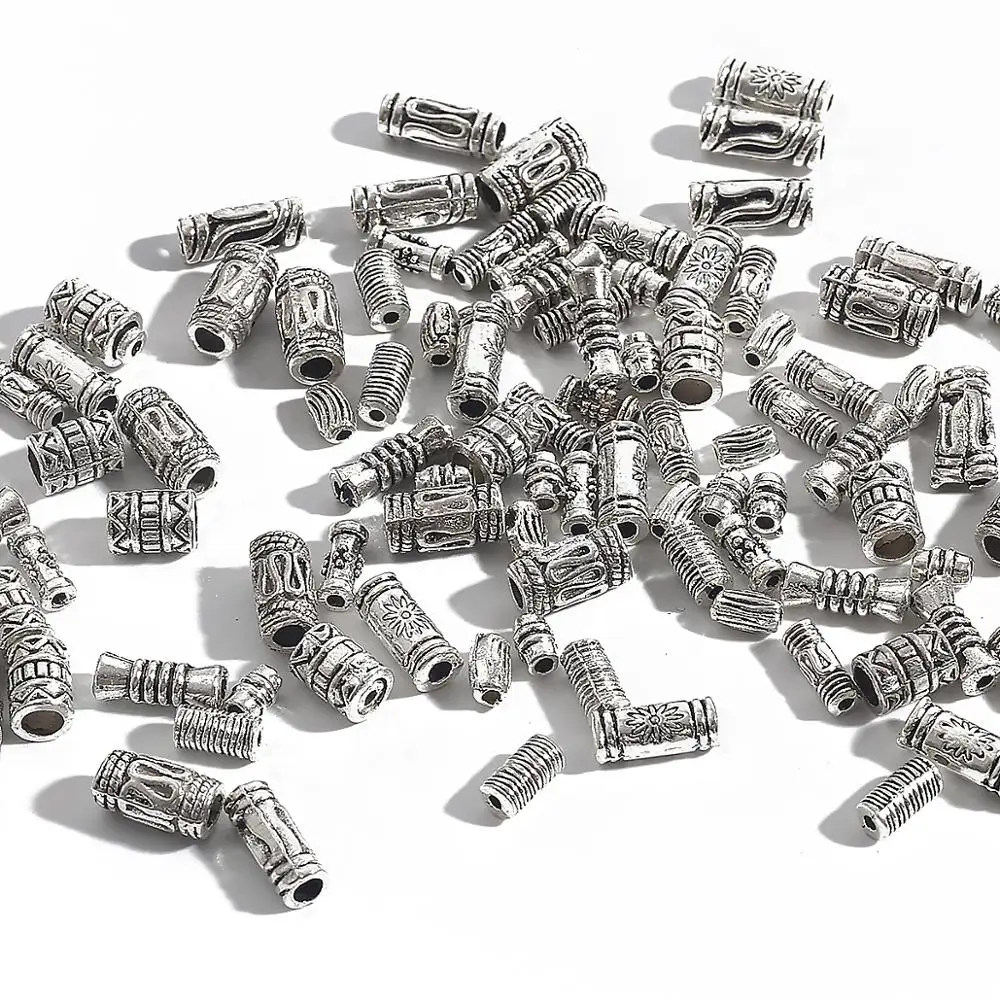 Antique Silver Plated Curved Tube Beads