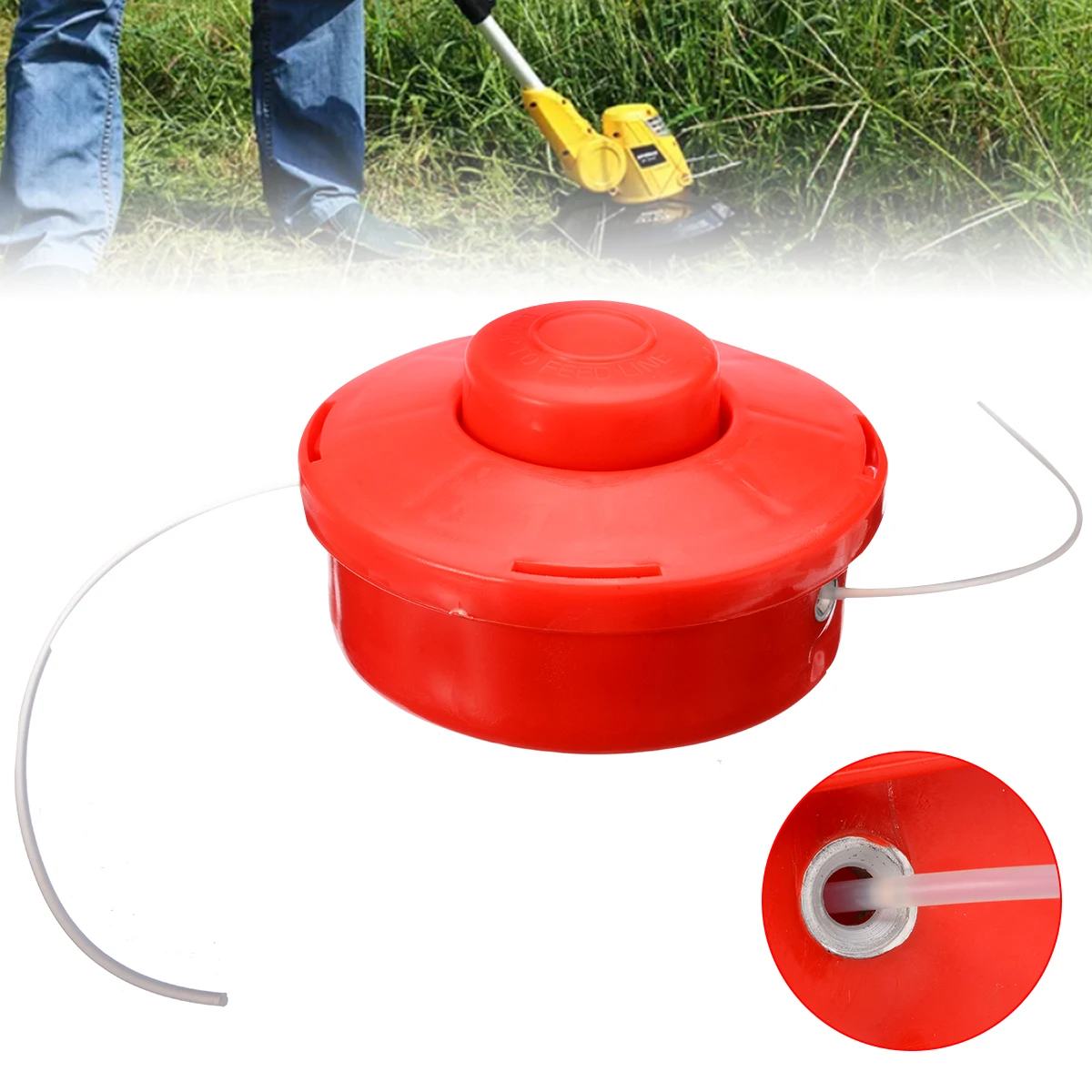 Mayitr Nylon Grass Trimmer Head Universal Brush Cutter Trimmer Heads With 2.4mm Cut Red Rope Lawn Mower Parts