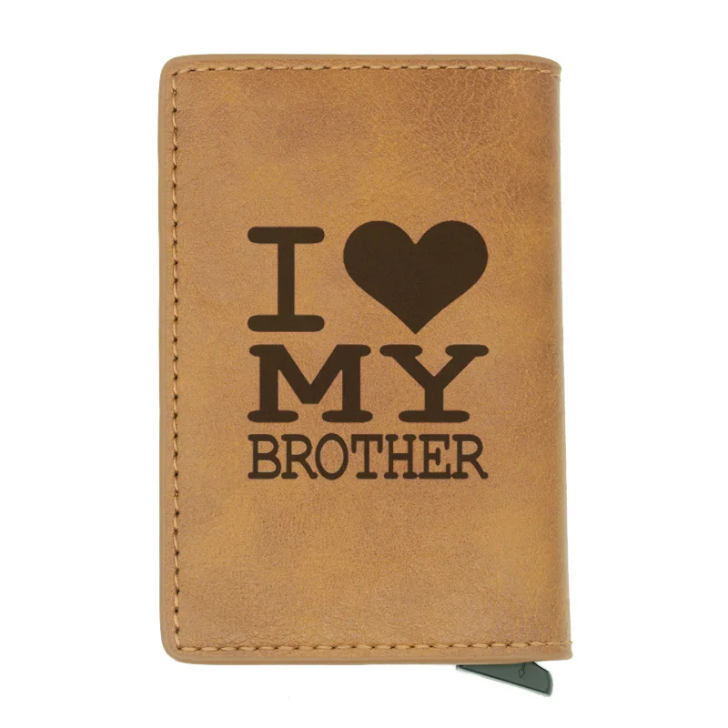 Семейный член I love my Brother, дизайнерский Rfid держатель для карт, мужские и женские кошельки, короткий кожаный тонкий кошелек, мини кошелек, подарки
