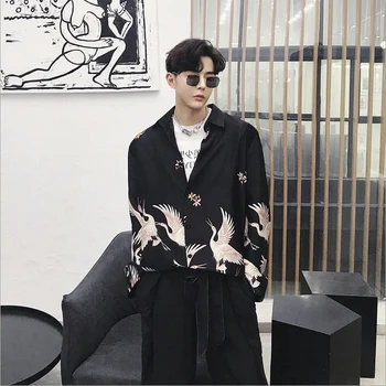 

Lovers Japanese Women Man Kimono Cardigan Hip Hop Harajuku Causal Blouse Nird Printing Loose Tops Blusas Mujer De Moda