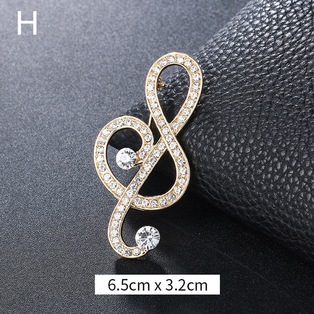 Elegant Musical Note Shape Brooches Fashion Luxurious Shiny Colorful Rhinestones Brooches Pins Clothes Accessories Gifts