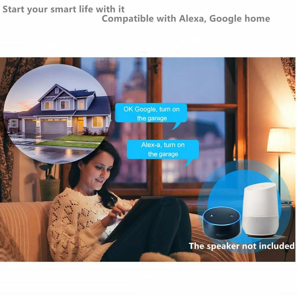 Wofea - Smart Life/Tuya, Control para Abrir las Puertas del Garaje, Control Inteligente con WiFi, Compatible con Alexa, Echo, Google Home, para el Hogar - Imagen 2