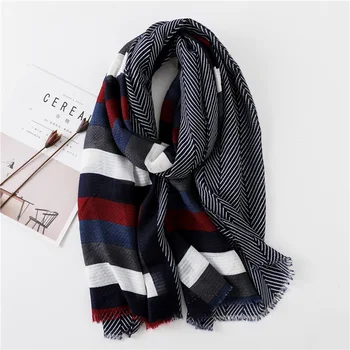 

New Design Plaid Striped Patchwork Viscose Shawl Scarf High Quality Print Soft Head Wraps Pashmina Stole Muslim Hijab 180*90Cm