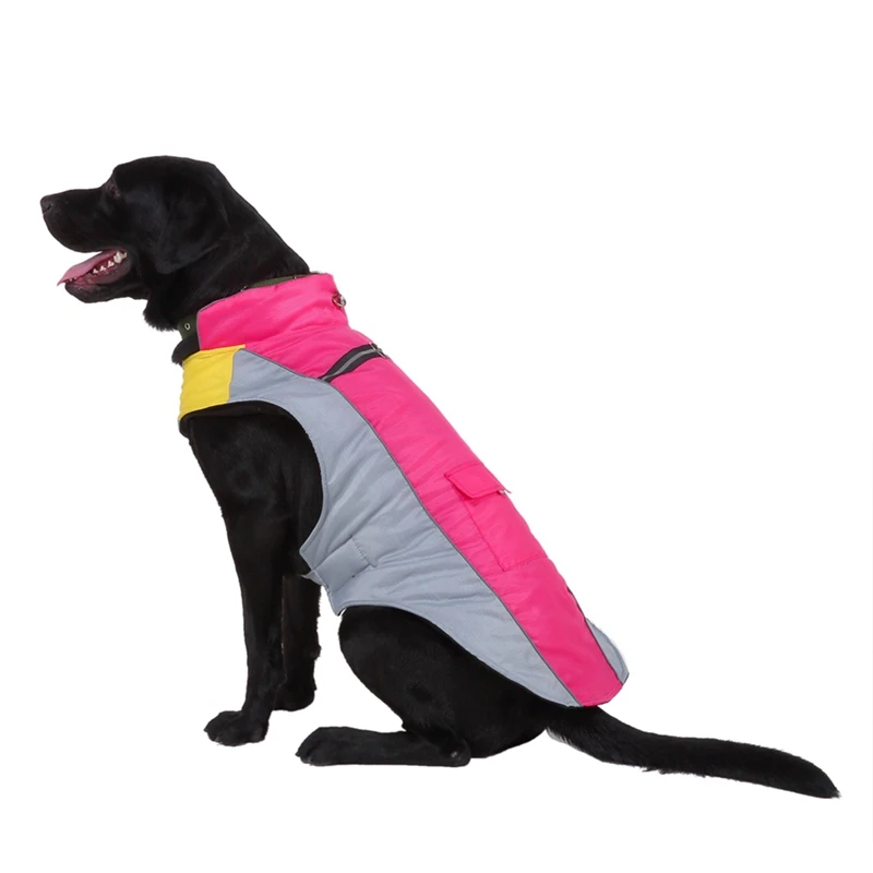 Зимняя одежда для собак, водонепроницаемая куртка для собак, зимняя куртка для больших собак, флисовая подкладка для домашних животных, светоотражающее пальто, совместимое с жгутом