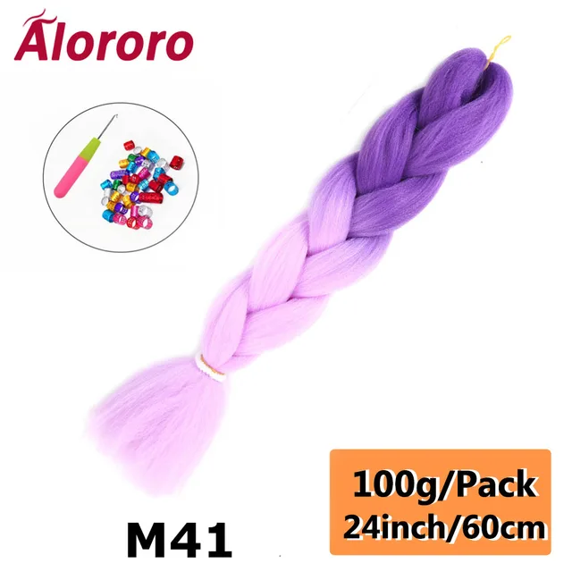 Jumbo Braid Hair Extensions Green Synthetic Braiding Hair 24 Inch Afro Blue Pink Purple Blonde Ombre Hair for Braids Alororo 24inches-M41